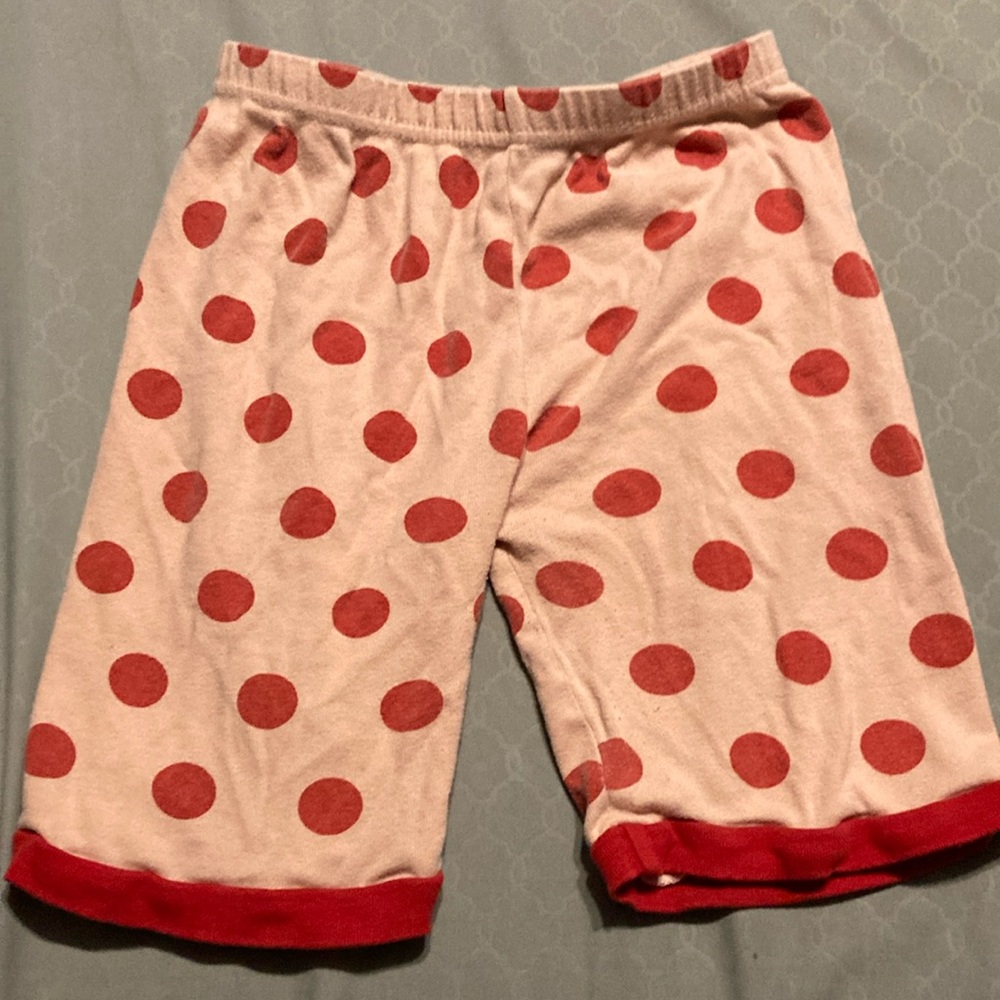 Girls red owl polka dot pajama set with matching American girl doll size pajamas